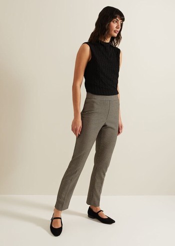 Phase Eight Donna Dogtooth Treggings Trousers Black/Multicolor Canada | SOYTWH-213